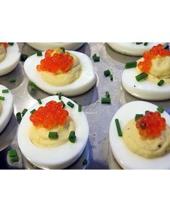 Deviled Eggs with Salmon Caviar